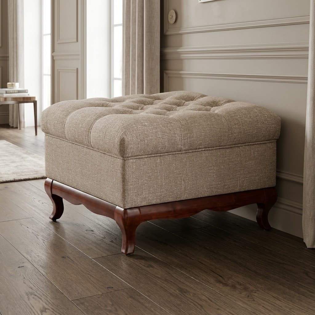 Pouf Milan, Lemn Masiv, 70 x 70 x 47 cm