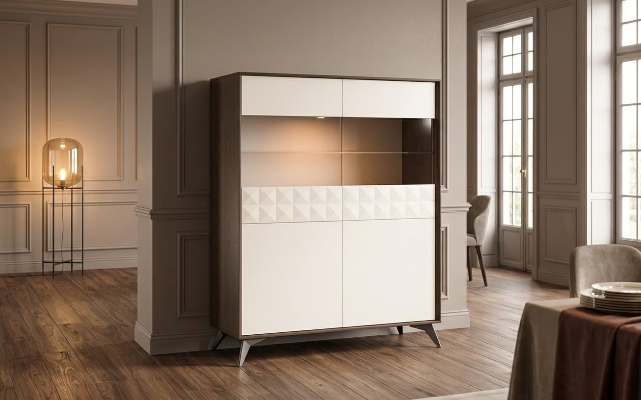Vitrina Zion, 112x43x140cm Crem-Nuc
