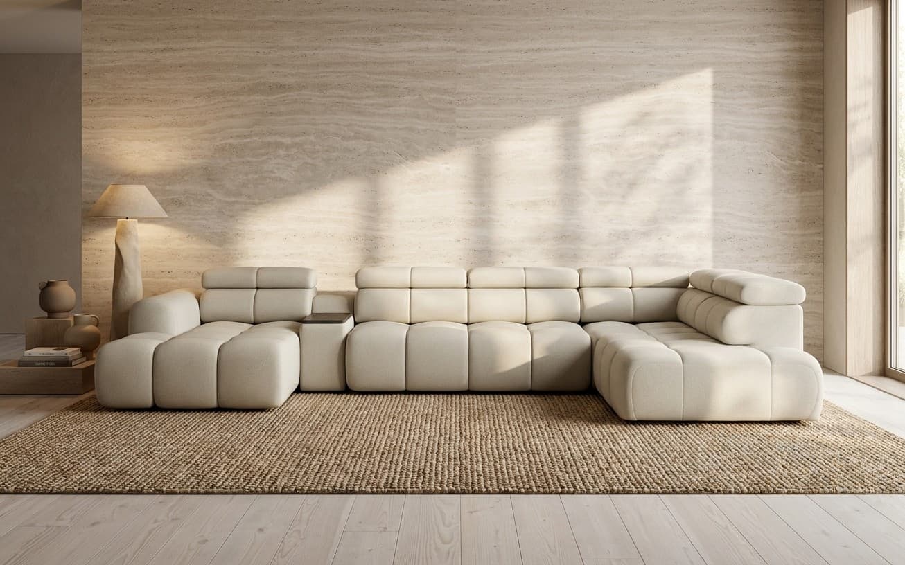 Colțar Bliss cu extensie electrică, 398×222×78 cm