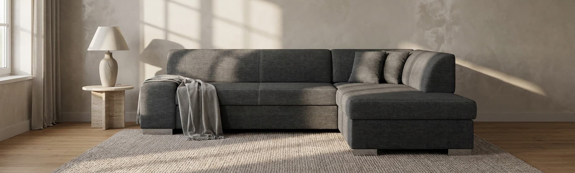 Colțar Extensibil Primo, Depozitare, 278x217cm, Culoare Sawana 05