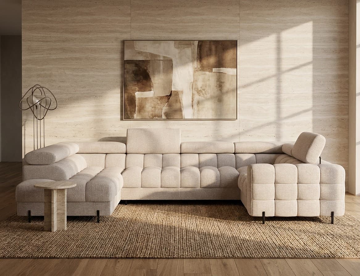 Colțar Formă U, Extensibil Factory, 346x205cm, Personalizabil