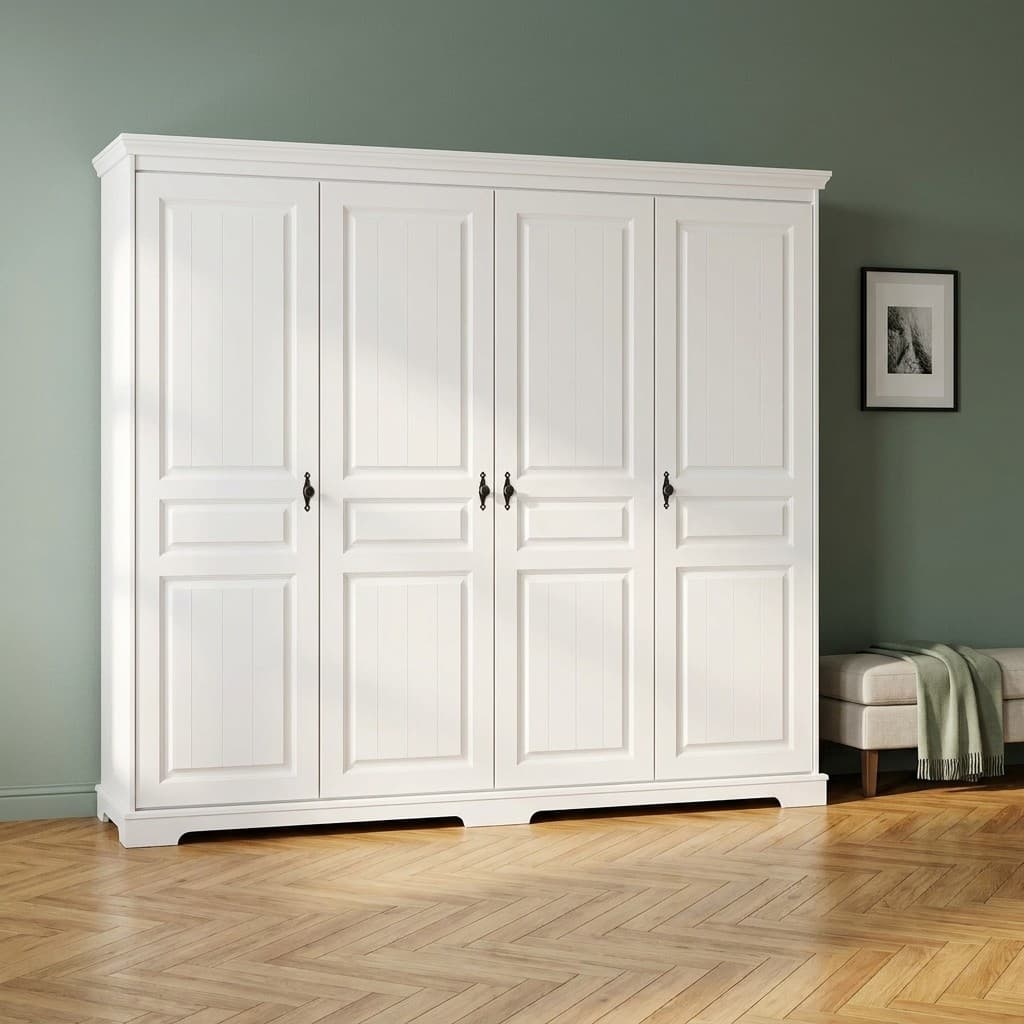 Dulap Amelia, Lemn Masiv, 4 Uși, 230.2×58×198 cm