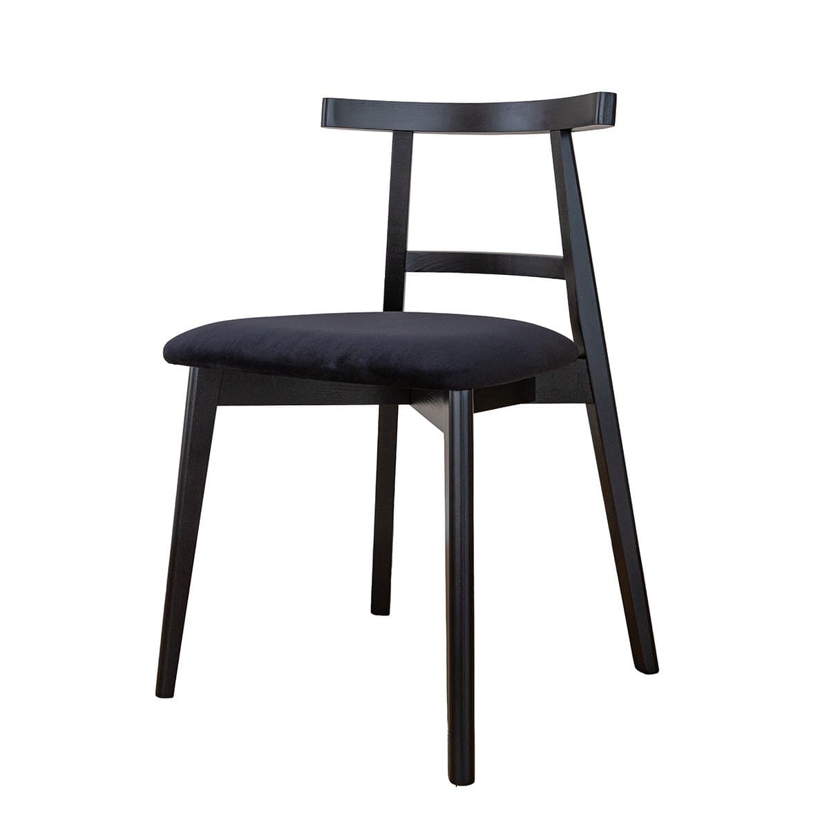 Scaun Teo, Lemn Masiv Fag Negru, Tapițat, 48 x 45 x H 75,5 cm
