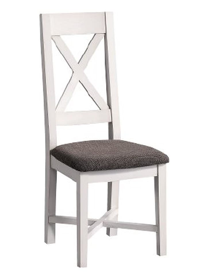 Scaun Avignon, Pin Masiv, Alb Antichizat, 44x39x105 cm