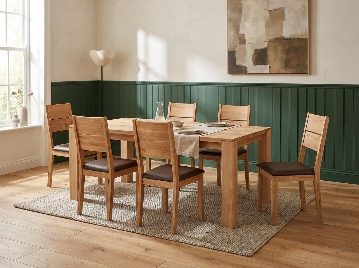 Set Dining Gael Classic, Masă și Scaune din Stejar Masiv