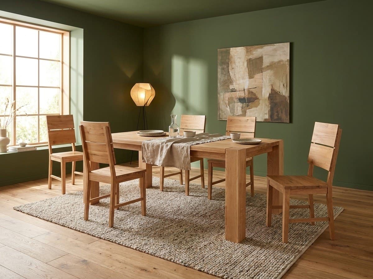 Set Dining Livia și Elio, Masă și Scaune din Stejar Masiv